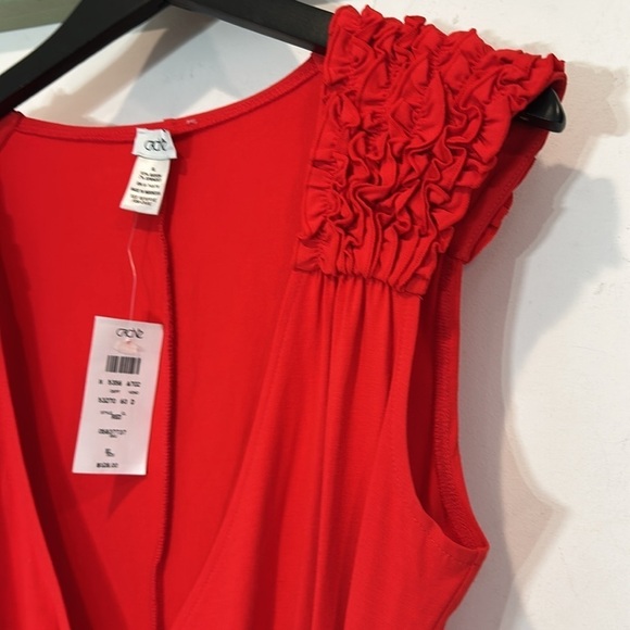 VINTAGE CACHE RED ROUGE FAUX WRAP STRETCH PENCIL DRESS SIZE XL NEW W TAG WOMEN - Picture 2 of 5